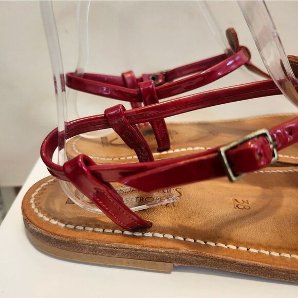 K.JACQUES St. Tropez "PICON" Red Patent Leather Thong Sandals sz.8/38 Ret.$270 - Picture 9 of 12